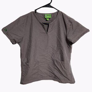 Crocs Basic Scrub Top Womens Medium Brown Short Sleeve Medical Nurse Uniform